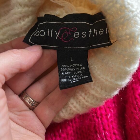 Polly & Esther Juniors Size Large Women’s Turtleneck Color Block Knit Sweater - Picture 4 of 4